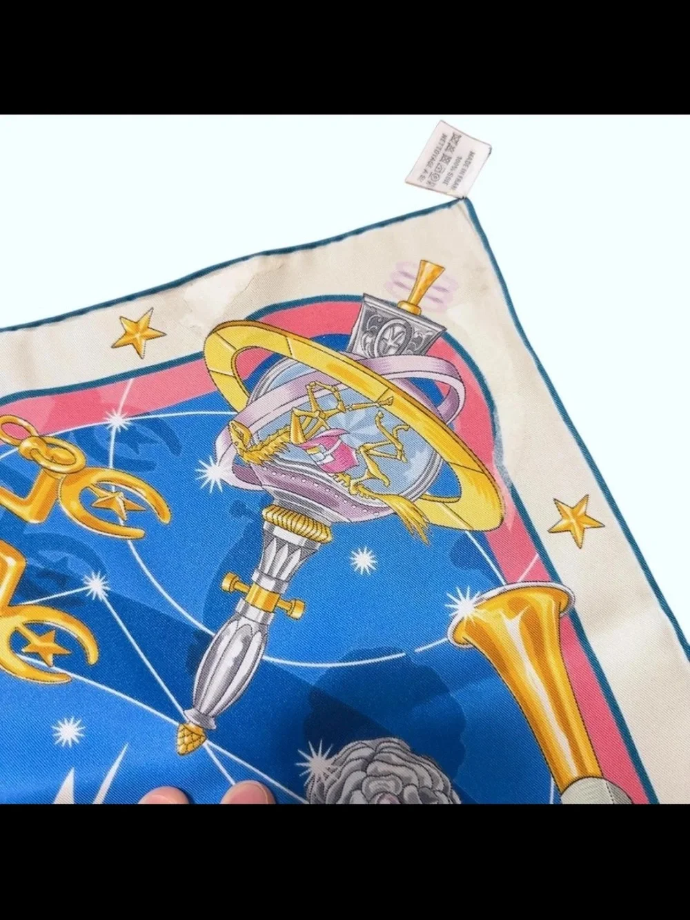 Hermes Blue Multicolor Celestial Carousel Silk Scarf